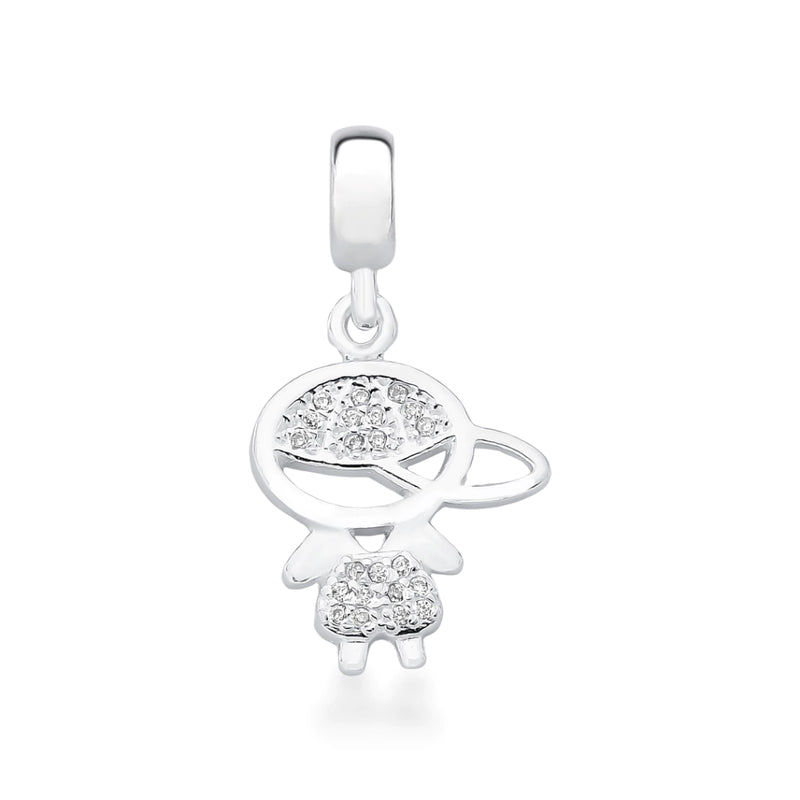 Berloque Menino Cravejado em Prata 925