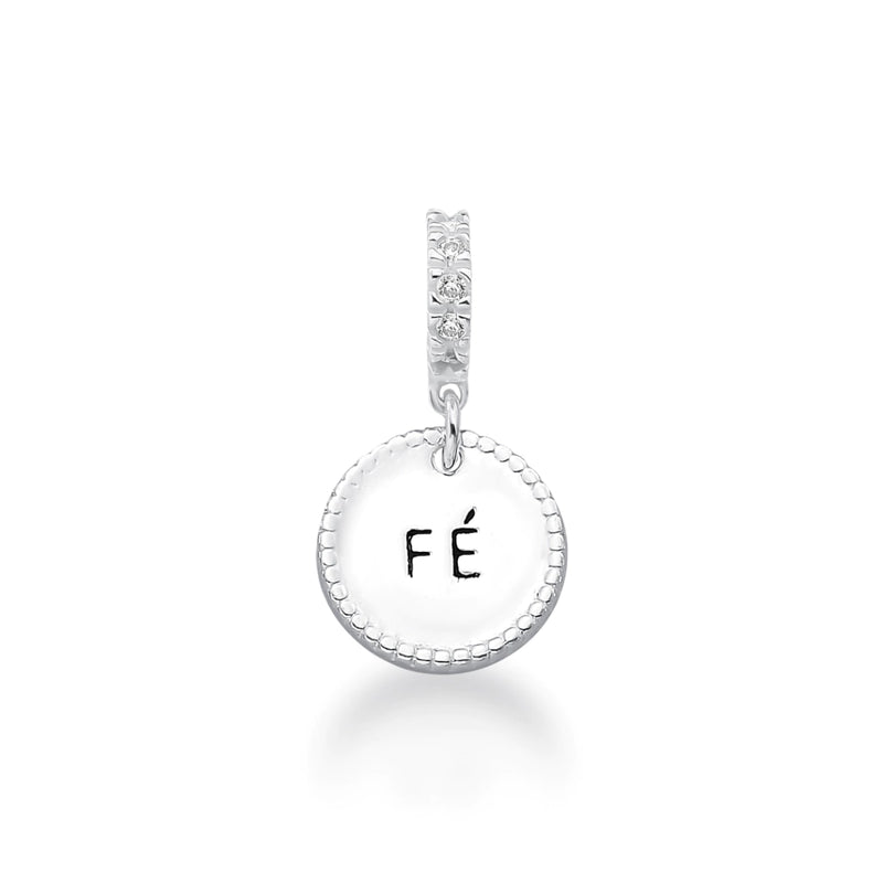 Berloque Medalha Fé em Prata 925
