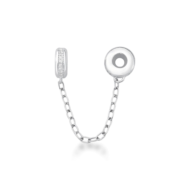 Berloque Trava de Segurança Cravejado Trabalhado em Prata 925