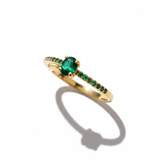 Anel Solitário Verde Banhado a Ouro