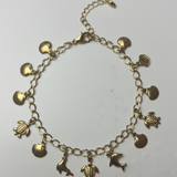 Pulseira Banhada a Ouro com Pingentes do Mar