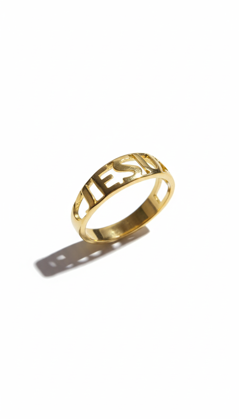 Anel JESUS Banhado a Ouro