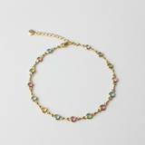 Pulseira Banhada a Ouro com Pedras Coloridas