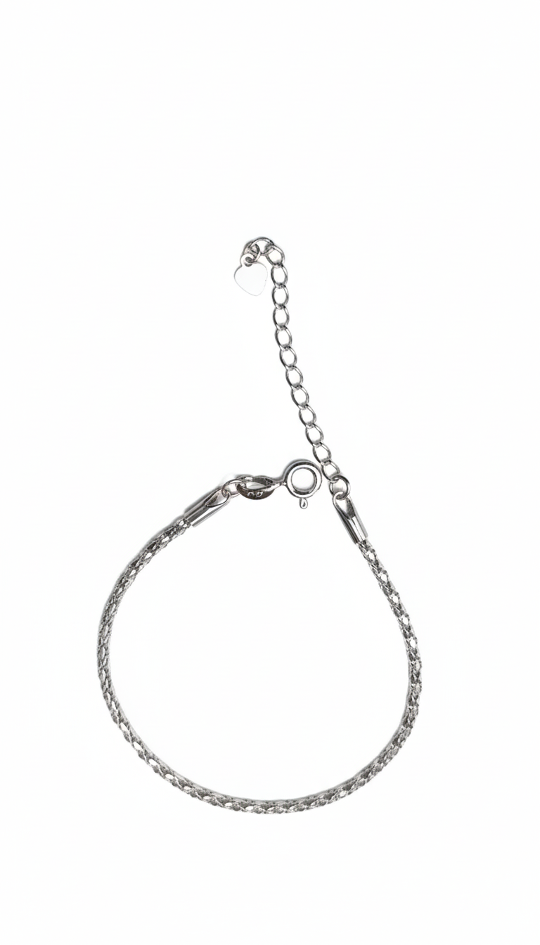 Pulseira Banhada a Ródio Lisa com Brilho Delicado