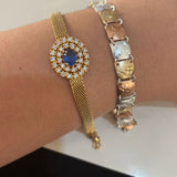 Pulseira Luxo Pedra Azul Banhada a Ouro