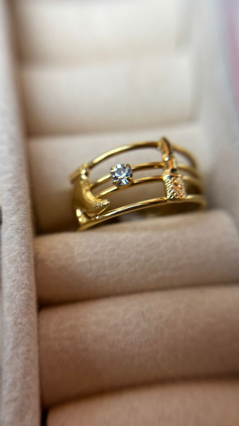 Anel Beauty Glam Banhado a Ouro