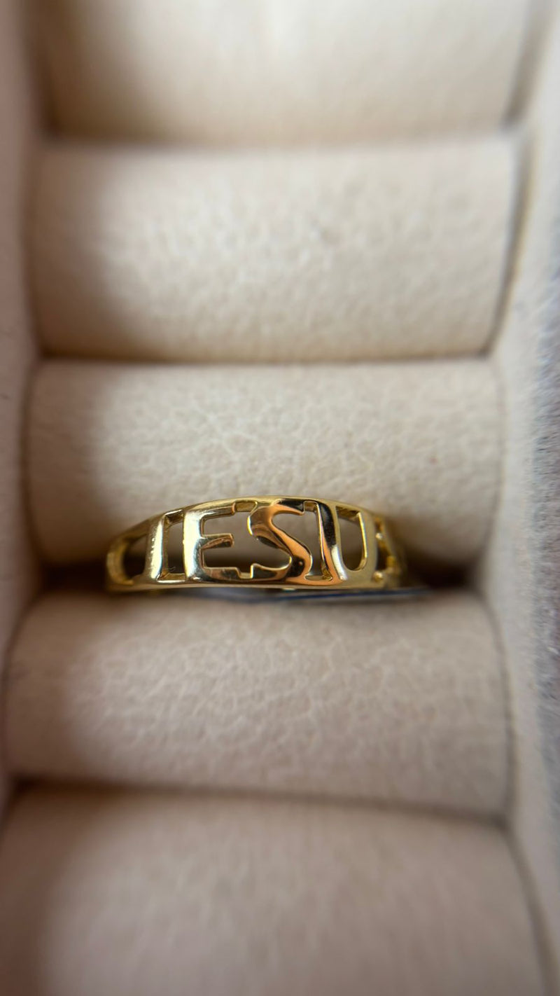 Anel JESUS Banhado a Ouro