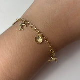 Pulseira Banhada a Ouro com Pingentes do Mar