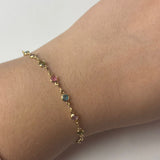 Pulseira Banhada a Ouro com Pedras Coloridas