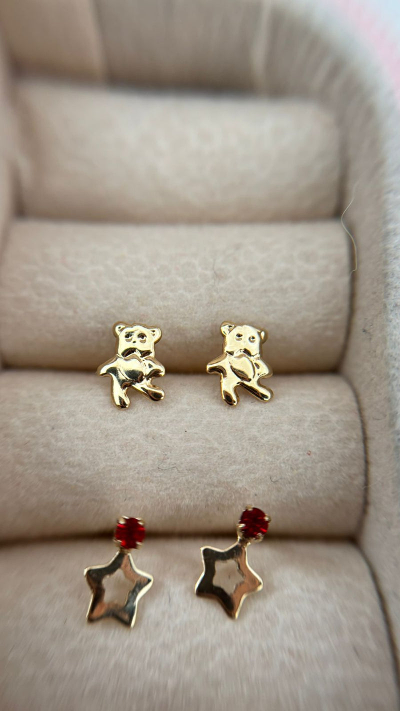 Brinco Ursinho Banhado a Ouro