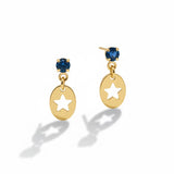 Brinco Estrela Banhado a Ouro com Pedra Azul